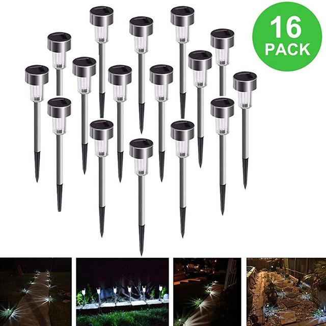 Solar Pathway Lights Outdoor,16-Pack Waterproof Outdoor Solar Lights Stainless Steel Painted Solar Light for Garden,Yard,Lawn
