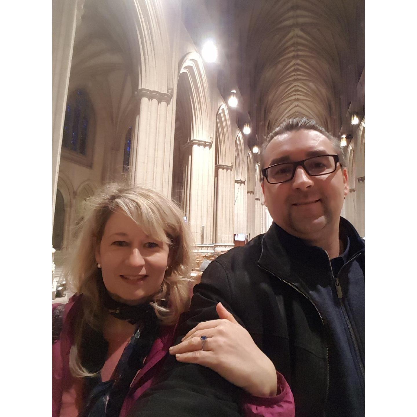 Washington National Cathedral on our engagement day - we made it just before closing time!