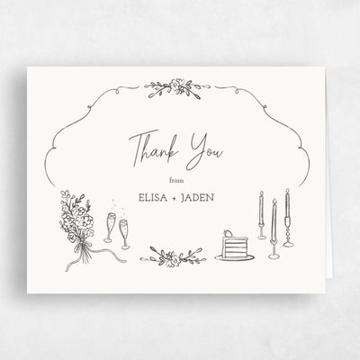 Dark Charcoal, Beige Wedding Thank You - Finley Landscape