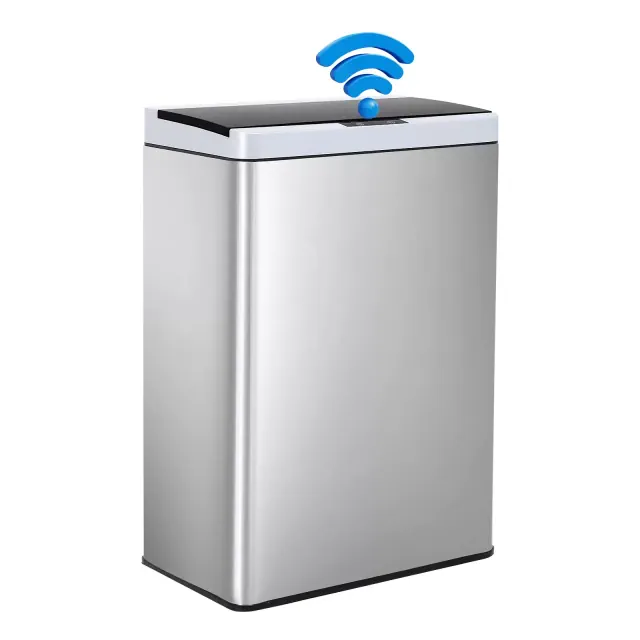 BestMassage 13 Gallon/50Liter Trash Can Stainless Steel Kitchen Garbage Can with Soft Close Lid and Odor Control Automatic Touch Free Waste Bin