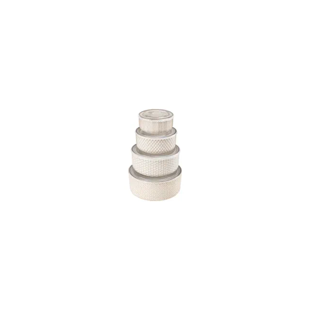 Kook Ceramic Nesting Bowls with Lids, Set of 4, Narbonne Collection