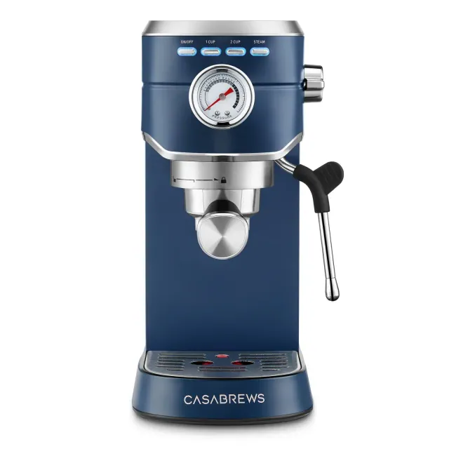 Casabrews CM5418 20 Bar Espresso Machine and Coffee Maker with Pressure Gauge, Steam Function, 34oz Removable Water Tank Royal Blue