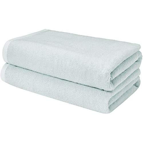 AmazonBasics Quick-Dry Bathroom Towels, Bath Sheet, Ice Blue