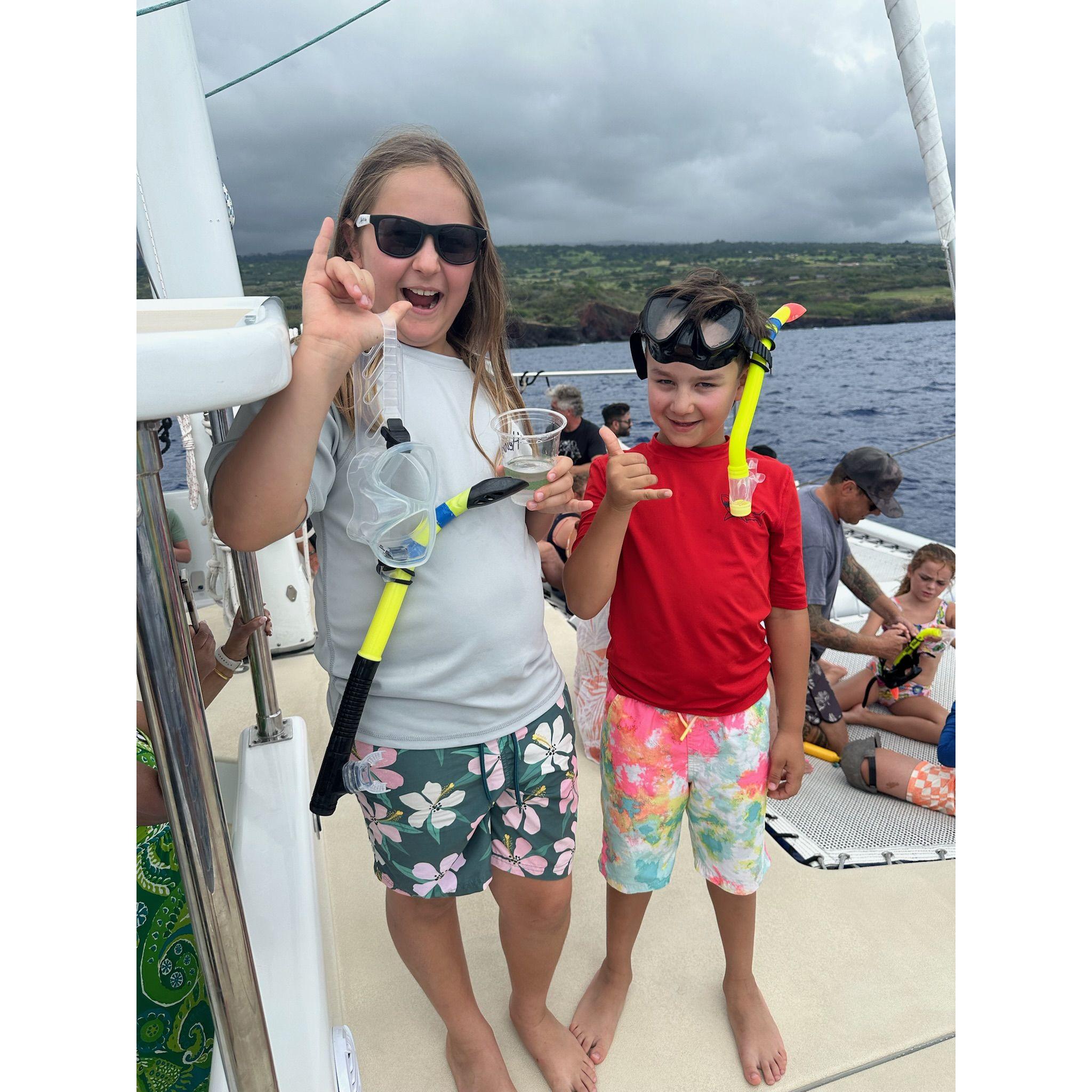 Family snorkel day after the wedding