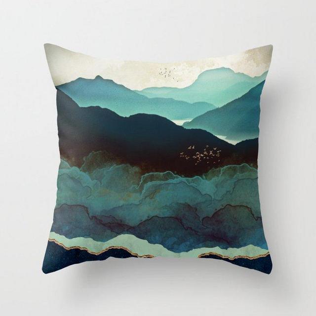 Indigo Mountains Throw Pillow