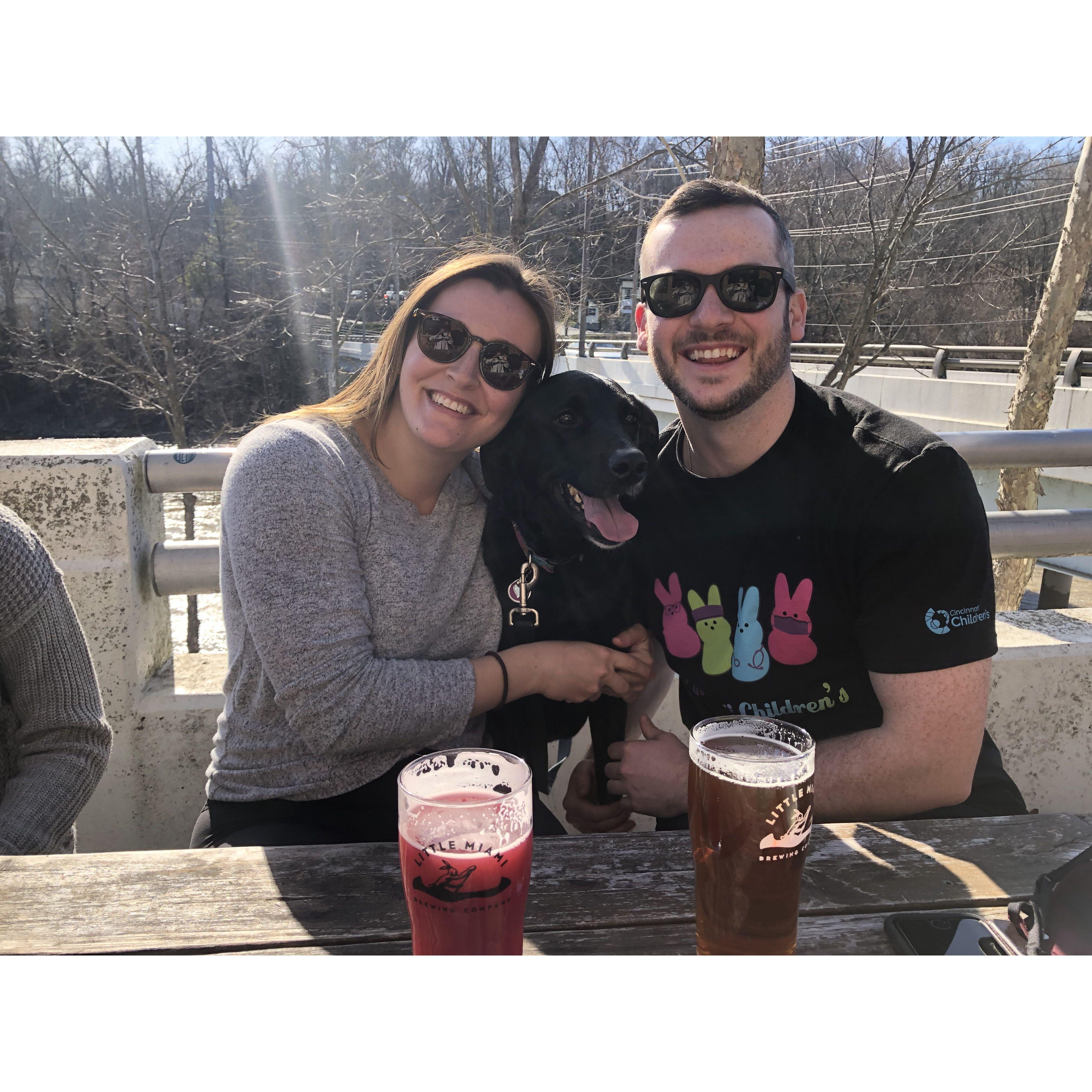 Enjoying brews with Lola girl in Cincinnati, Ohio