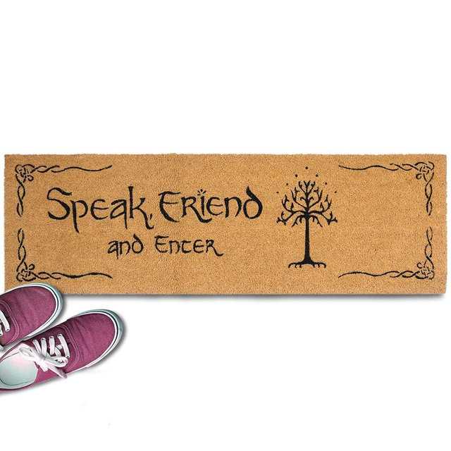 Speak Friend and Enter Doormat 50x15 Inch, Trilogy Funny Long Door Mat for Covered Outdoor Area, Speak Friend and Enter, Large Geeky Door Mat, Funny Nerd Gift, Nerd Decor