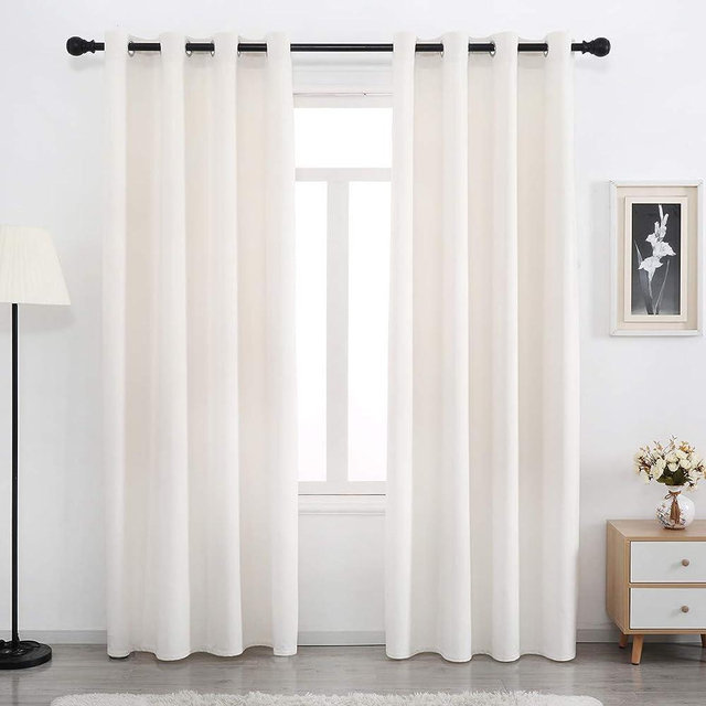 SPXTEX Cream White Velvet Curtains 63 inches Long Soft Velvet Curtains Grommet Velvet Thermal Insulated Curtains Window Treatment for Bedroom Light Filtering Velvet Curtains Set of 2 Panels Cream