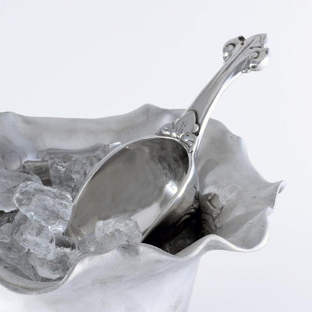 Fleur de lis Ice Scoop Polished Aluminum Arthur Court Designs