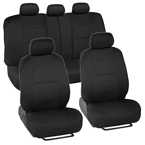 BDK PolyPro Car Seat Covers, Full Set in Solid Black – Front and Rear Split Bench Protection, Easy to Install, Universal Fit for Auto Truck Van SUV