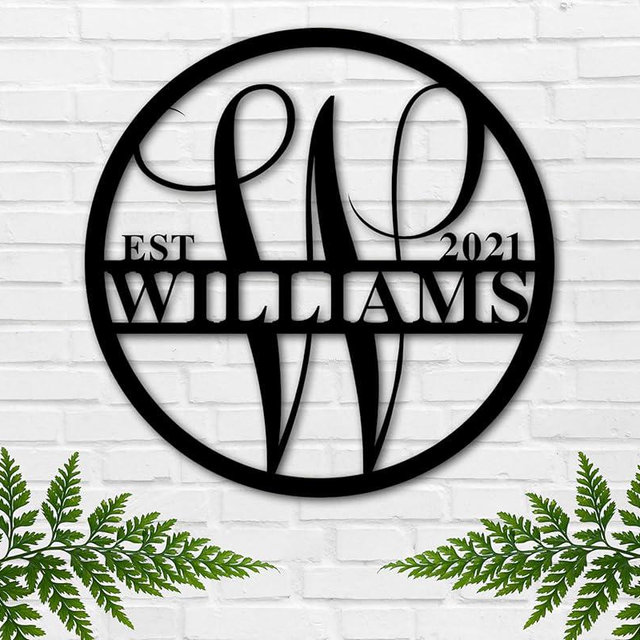 Personalized Metal Name Signs, Split Letter Monogram Wall Decor, Custom Last Name Sign, Family Name Sign for Outdoor, Personalized Wedding Gift, Garden Decor, Metal Wall Art, Housewarming Gift (MonogramDesign_7)