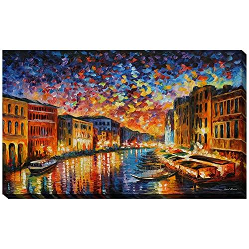 Picture Perfect International Giclee Stretched Wall Art by Leonid Afremov Venice Grand Canal Artists-Canvas, 24" x 40" x 1"