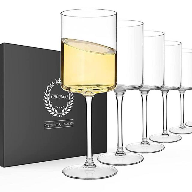 Chouggo Stemless Clear Wine Glasses Set of 6