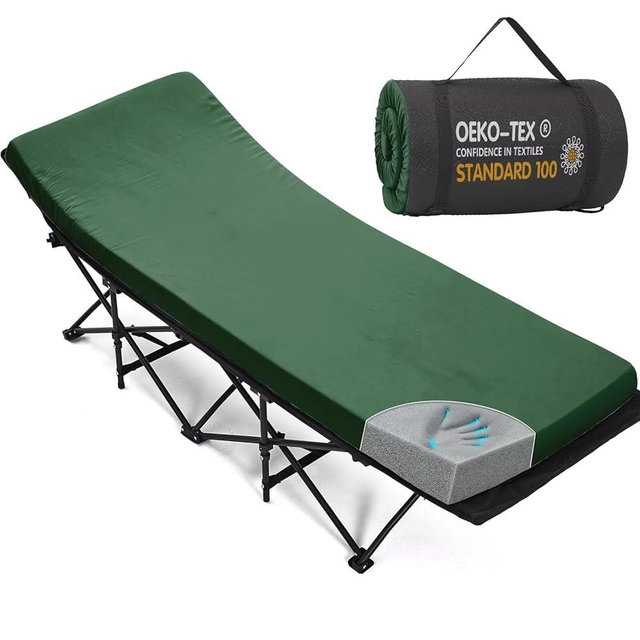 CYMULA Camping Cot Mattress 3in Memory Foam Sleeping Pad,Soft Warm Non-Slip Camping Mattress Topper with Retaining for Adults,Portable Roll up Pad for Travel(75 x30)（only Mattress）