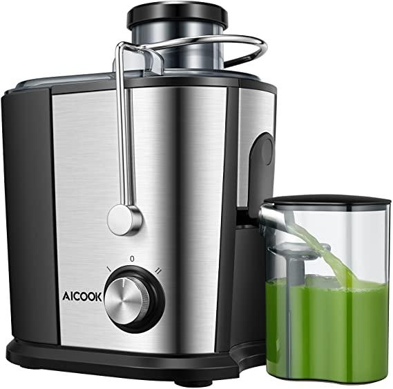 Juicer Wide Mouth Juice Extractor, Aicook Juicer Machines BPA Free Compact Fruits & Vegetables Juicer, Dual Speed Centrifugal Juicer with Non-drip Function, Stainless Steel Juicers Easy to Cleander