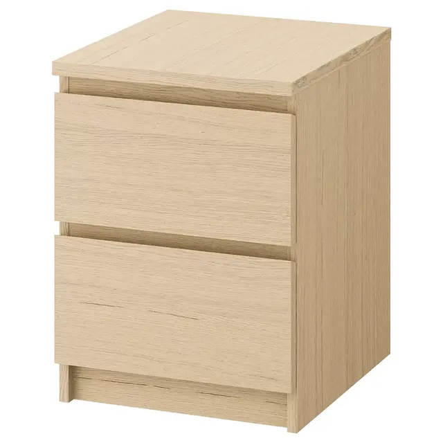 MALM2-drawer chest, white stained oak veneer15 3/4x21 5/8 "