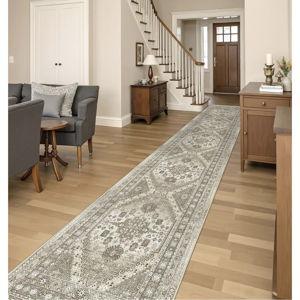 Washable Runner Rug 2.5x16, Non-Slip Long Kitchen Mats for Floor, Vintage Rug for Entryway, Soft Hallway Runner for Dining Room, Bedroom, Living Room(Brown,2.5'x16')