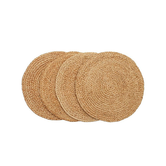 Eco Crave Jute Placemats, Set of 4 Round Woven Placemats 100% Natural Jute, Nonslip Round Placemats 13x13 Inches Round Farmhouse, Boho Jute Placemats for Dining Table Placemats Set of 4