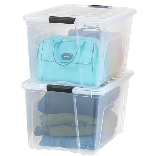 IRIS USA 2-Pack Storage Bins with Lids, 72 Quart, Made in USA Stackable See-Through Organizing Solution Latches Durable Nestable Containers Secure Pull Handle, BPA-Free Plastic
