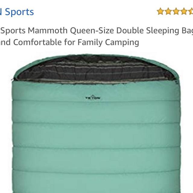 TETON Sports Mammoth Queen-Size Double Sleeping Bag; Warm and Comfortable for Family Camping