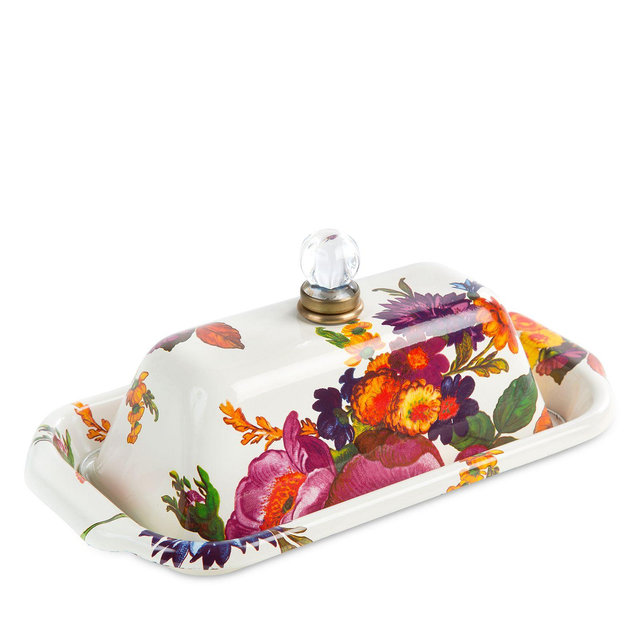 Mackenzie-Childs White Flower Market Butter Box