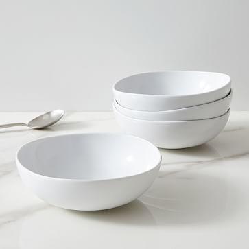 Organic Shaped Porcelain Bowls - White, Set of 4