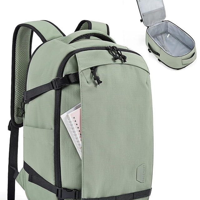 BAGSMART Travel Backpack Women, 15.6 Inch Carry On Backpack Flight Approved, TSA Approved Personal Item Travel Bag, Water Resistant Weekender Bag Luggage Daypack, Pistachio