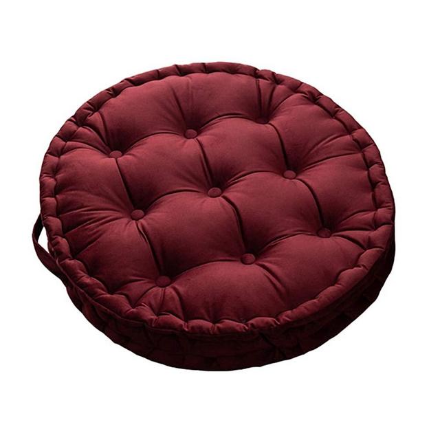 Mauuwy Round Floor Pillows Seat Cushion Velvet Tufted Outdoor Cushions Big 3D Buttons Pillow Decorative Meditation Pet Mat for Sofa Couch Bed Garden Balcony Living Room Office Red 24x24