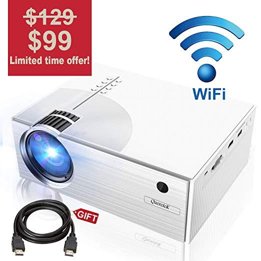 Projector, Queretek Video Projector 2800Lux WiFi Direct, HD Projector Mini Home Theater Projector Support 1080P, with HDMI Cable USB VGA AV, Compatible Laptop Tablet Smartphone Amazon Fire TV Stick