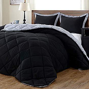 Comfy Bedding Frame Jacquard Microfiber 5-piece Comforter Set (Queen, Black)