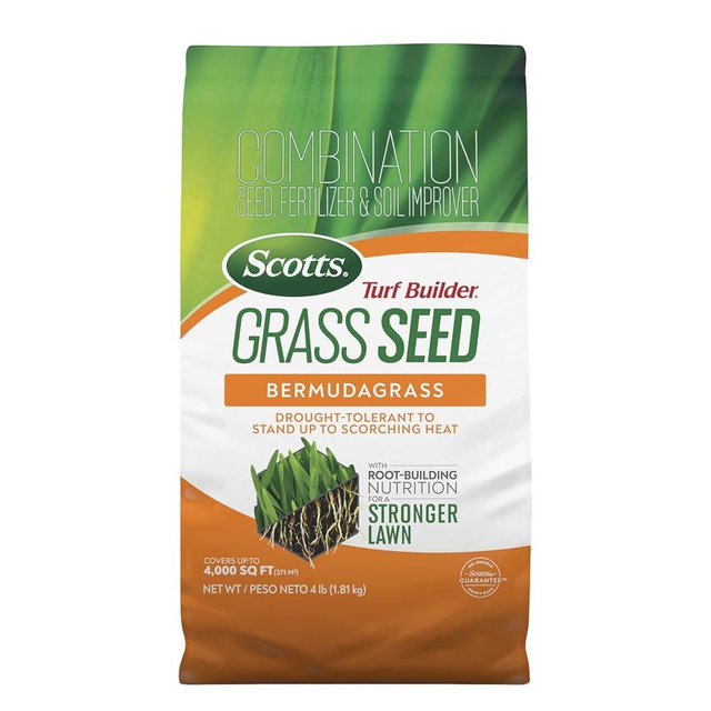 Scotts Turf Builder Grass Seed Bermudagrass – Lawn Seed with Grass Fertilizer and Soil Improver, Drought-Tolerant, Covers up to 4,000 sq. ft., 4 lb.