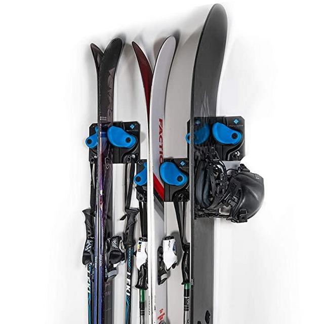 Gravity Grabber - Ultimate Ski + Snowboard Wall Storage Rack | Save Your Rocker, Tips, and Tails | Damage-Free Ski/Snowboard Storage Rack | Fits any Ski or Snowboard | Ski/Board Wall Storage (Cyan, 3)