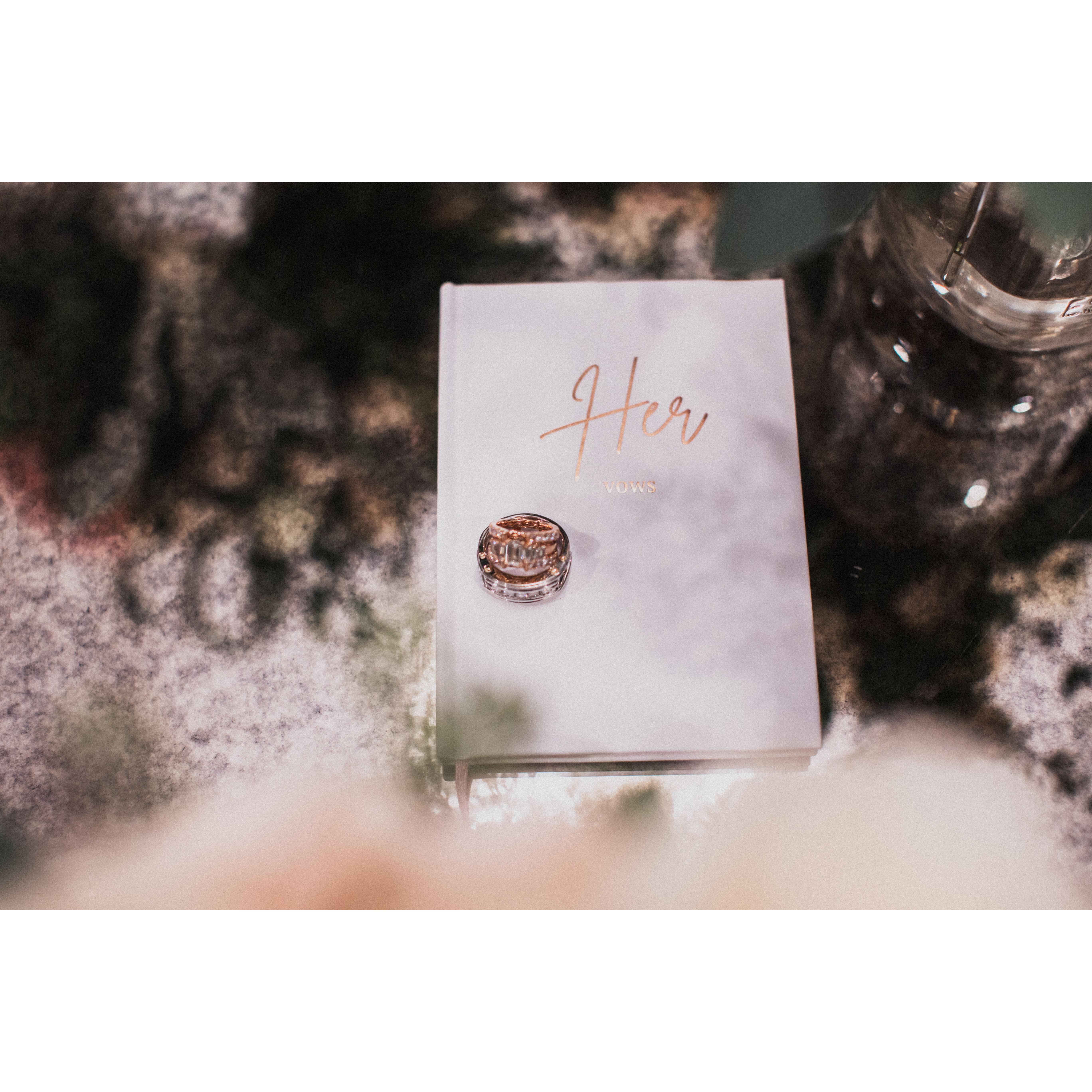 Couple's vows book & rings