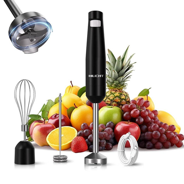 Cordless Immersion Hand Blender (Stick Blender) – Smooth, Controlled Blending for Everyday Cooking, 12V Brushless Motor, Pressure-Sensitive Variable Speed, USB-C Rechargeable, Easy-Clean (Black)