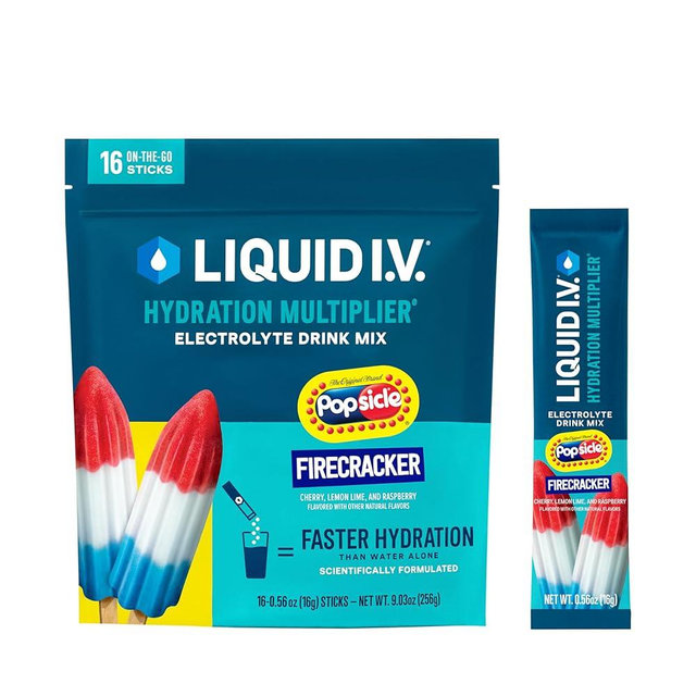 Liquid I.V.® Hydration Multiplier® - Popsicle Firecracker - Hydration Powder Packets | Electrolyte Powder Drink Mix | Convenient Single-Serving Sticks | Non-GMO | 16 Servings (Pack of 1)