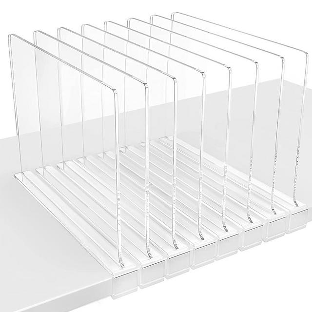 HBlife 6 Pack Shelf Dividers Closet Shelves for Wood Shelves Cabinets  Bedroom Organization and Storage, Clear Acrylic