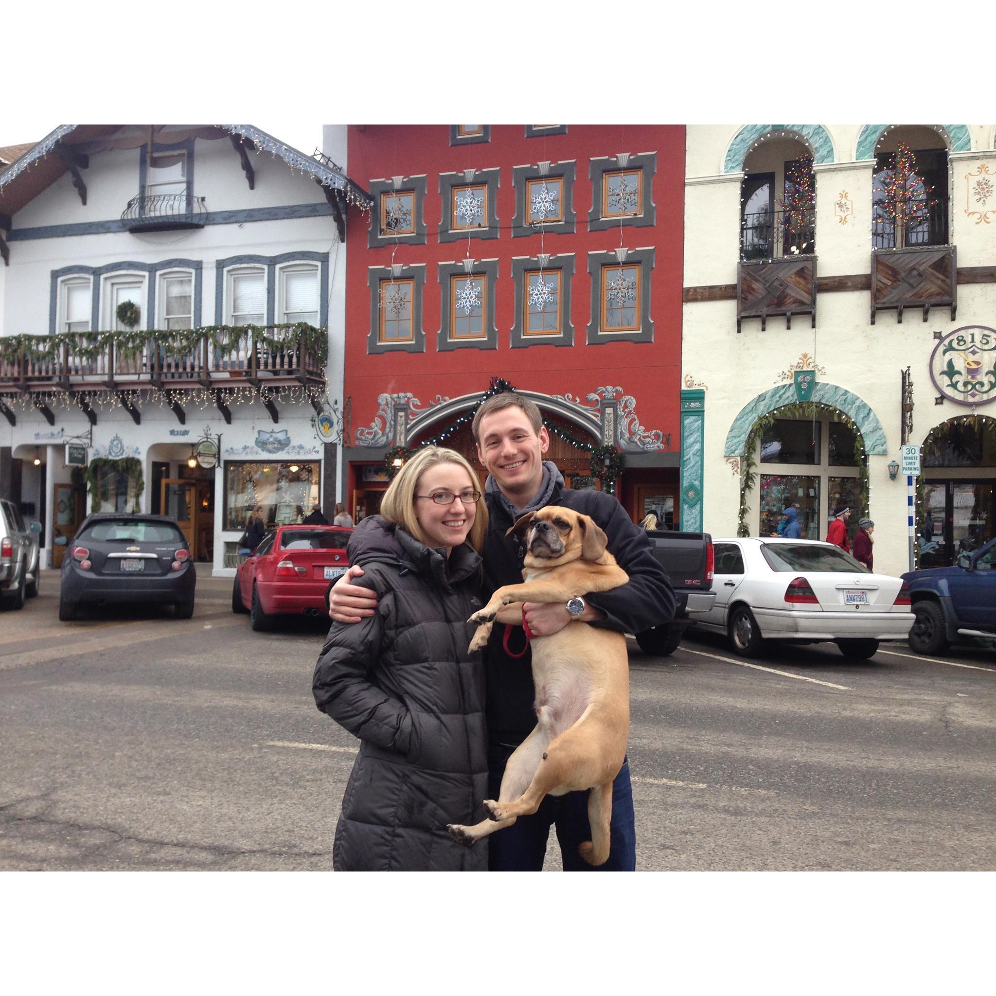 "Family photo" together in Leavenworth with our dog, Romeo!