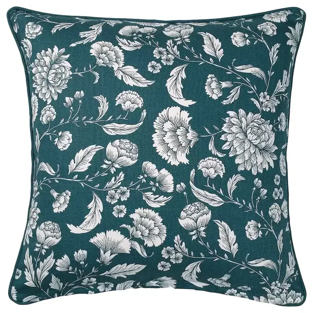 IDALINNEA Cushion cover, blue/white/floral patterned20x20 "