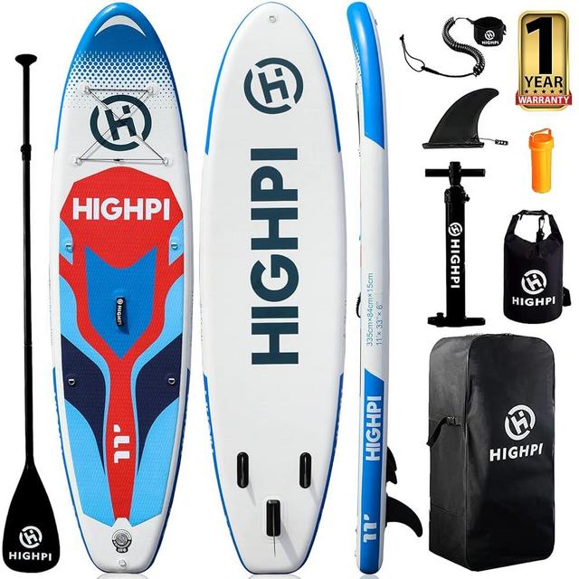 Highpi Inflatable Stand Up Paddle Board 10'6''/11' Premium SUP W Accessories & Backpack, Wide Stance, Surf Control, Non-Slip Deck, Leash, Paddle and Pump, Standing Boat for Youth & Adult