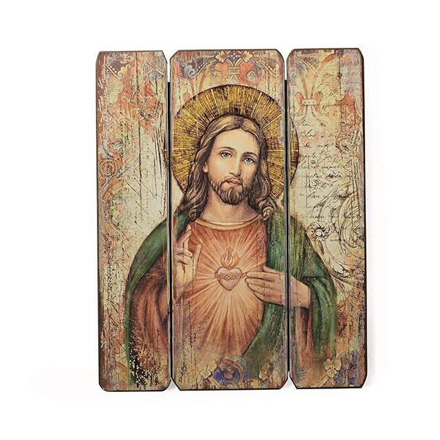 Joseph's Studio by Roman - Sacred Heart Decorative Panel, 15" H, Courageous Panels, Medium Density Fiberboard, Home Decor, Religious, Giftware, Decorative, Beautiful Detail