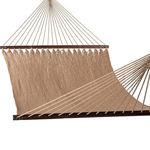 Lazy Daze Hammocks 51inch Double Caribbean Hammock Hand Woven Polyester Rope Outdoor Patio Swing Bed (Tan)