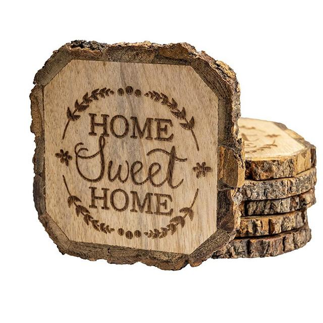 MY VINTAGE FINDS Wooden Rustic Farmhouse Coasters Set of Six Wood Coasters