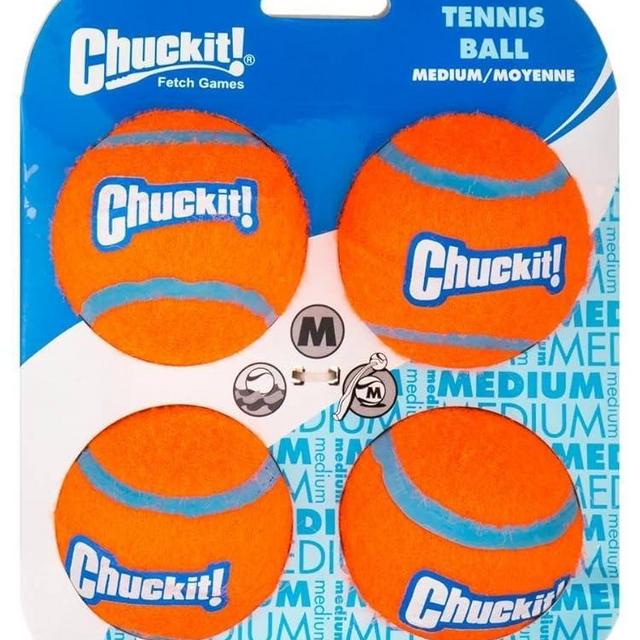 Chuckit! Dog Tennis Ball Dog Toy, Medium (2.5 Inch Diameter) for dogs 20-60 lbs, Pack of 4