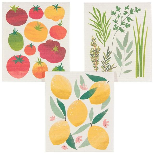 Kindred Home Eco-Friendly Swedish Inspired Set, Fresh Food-Composting Cloths | Set of 3, 3 Count Dishcloth