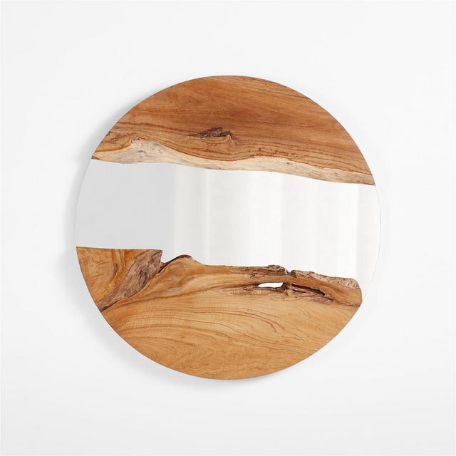 Phlox Live Edge Wood Round Mirror