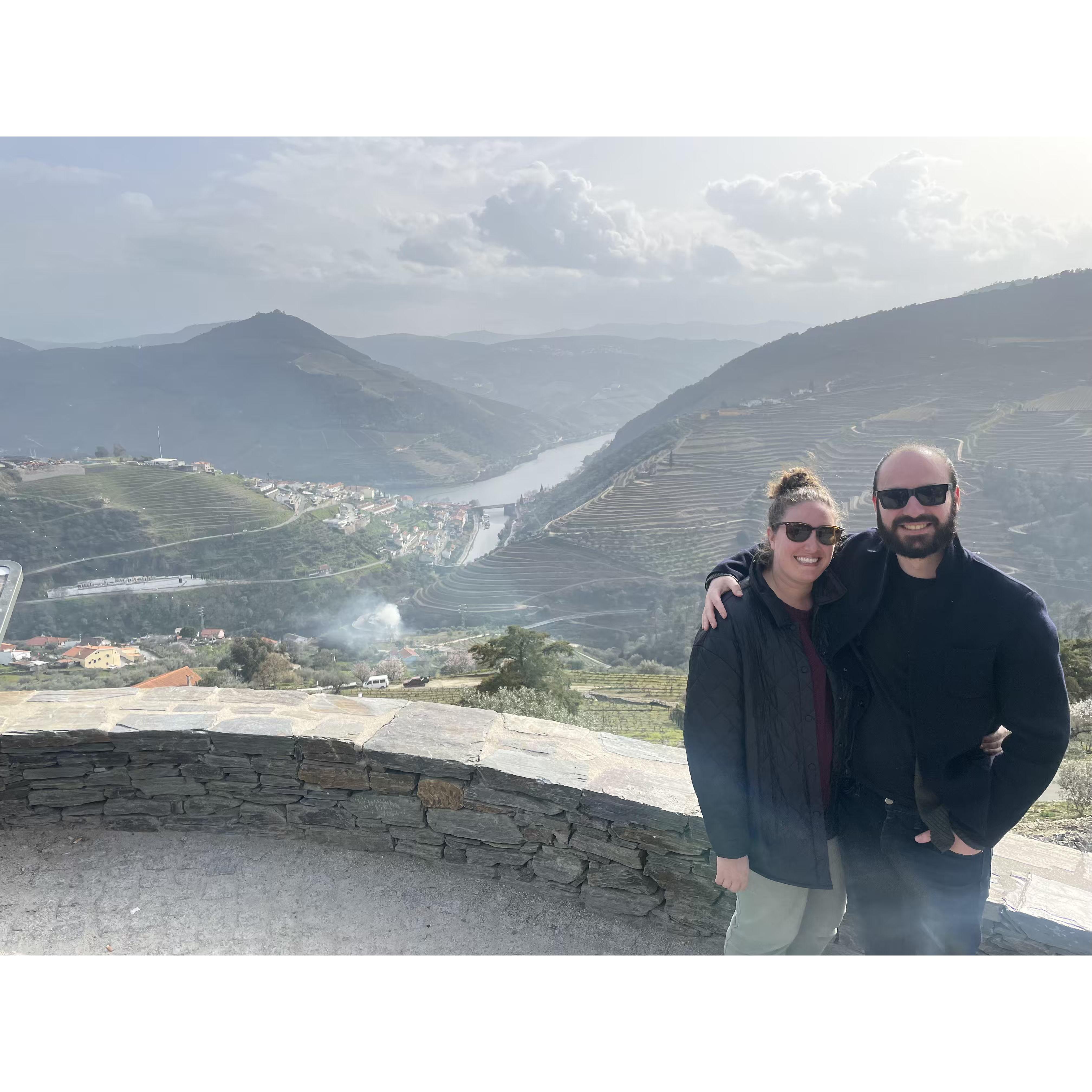 Looking over the Douro Valley on a wine tour in Portugal.