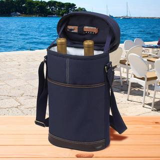 Insulated 2-Bottle Wine Carrier with Corkscrew