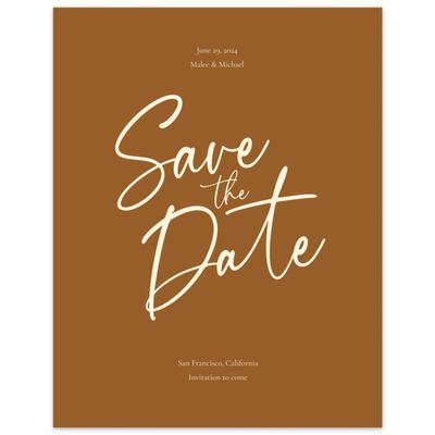 Deep Ochre, Brown Wedding Digital Save the Date - Santorini Type