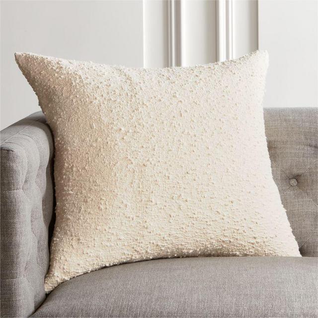 23" Boucle Ivory Throw Pillow with Down-Alternative Insert
