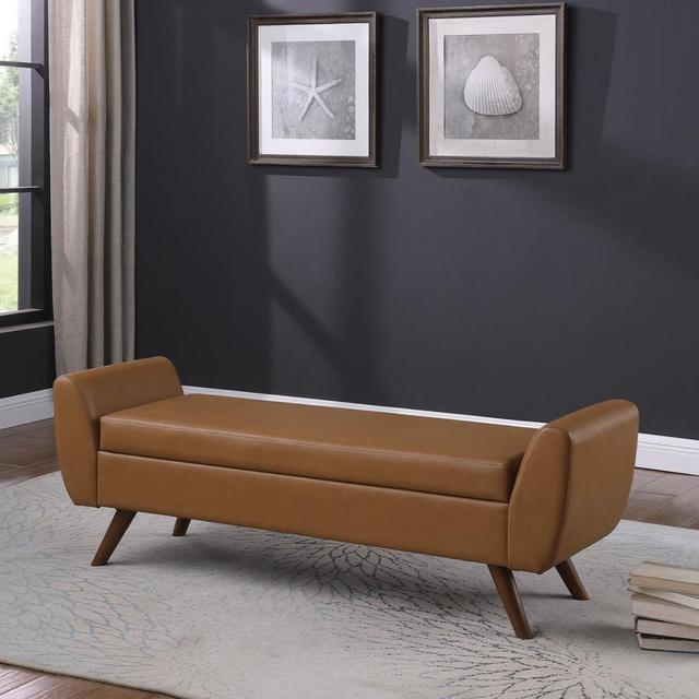 HomePop Modern Storage Bench with Wood Legs